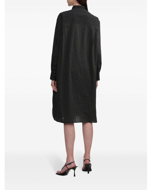 Lemaire Black Striped Shirt Midi Dress