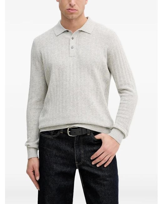 Barbour Gray Smeaton Buttoned Knitted Polo Shirt for men