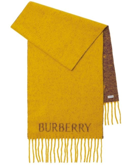Burberry Yellow Ekd Intarsia-knit Scarf