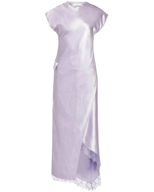 J.W. Anderson Purple Asymmetric Lace Trim Layered Dress