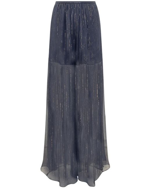 Rochas Blue Metallic-Threading Flared Trousers