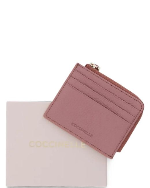 Coccinelle Pink Small Tassel Pebbled-Leather Cardholder