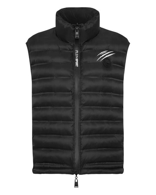 Philipp Plein Black Claw-Print Quilted Vest