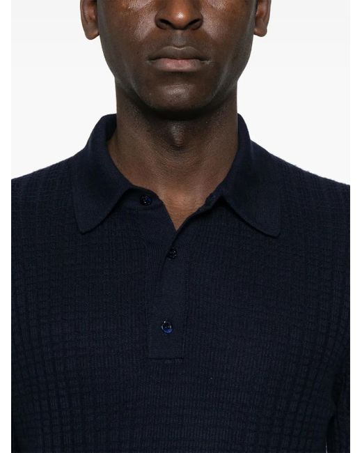 Canali Blue Knitted Polo Shirt for men