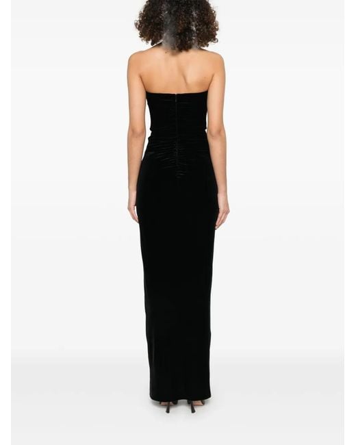 Nissa Black Velvet Maxi Dress