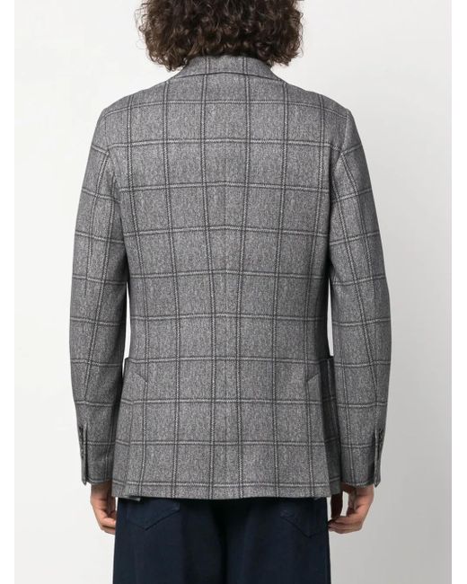 Circolo 1901 Gray Plaid-Check Single-Breasted Blazer for men