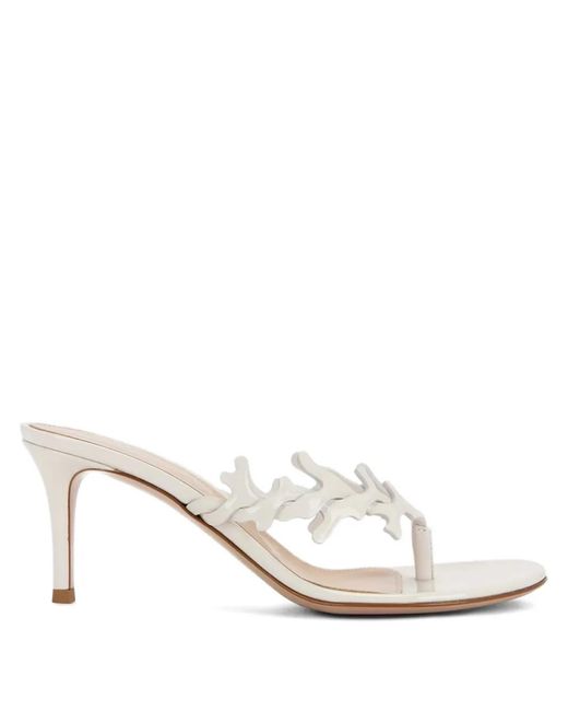 Gianvito Rossi White Leaf Stiletto Mules