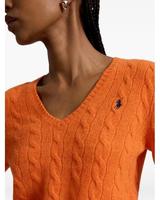 Polo Ralph Lauren Orange Cable-Knit Wool-Cashmere Sweater