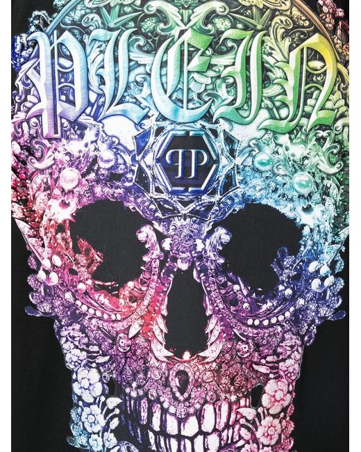 Philipp Plein Black Baroque Skull-Print T-Shirt for men