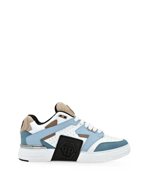 Philipp Plein White Hexagon Logo-Detail Panelled Sneakers for men