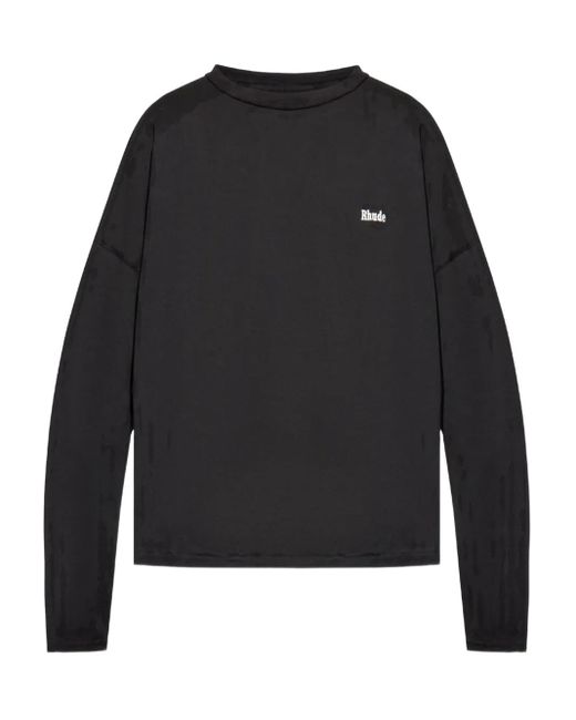 Rhude Black Logo-Embroidered Cotton Sweatshirt for men