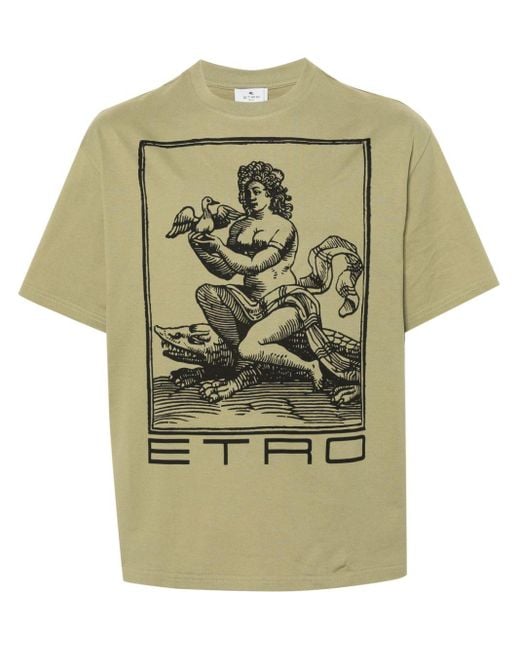 Etro T-shirt Met Grafische Print in het Green voor heren