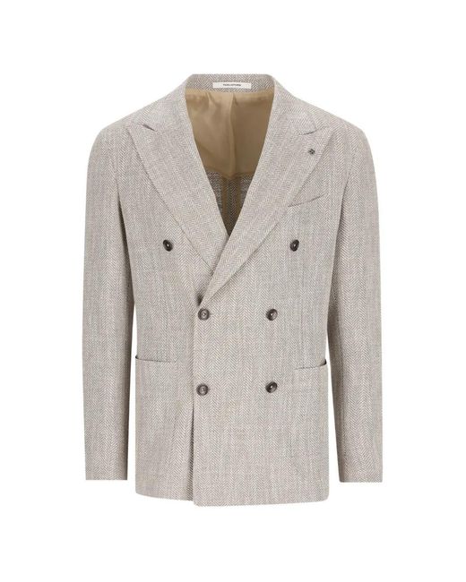 Tagliatore White Double-Breasted Button Blazer for men