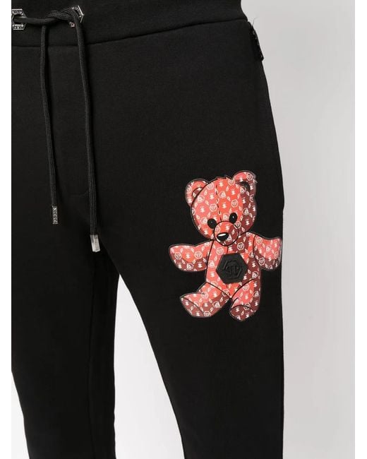 Philipp Plein Black Teddy Motif Track Pants for men