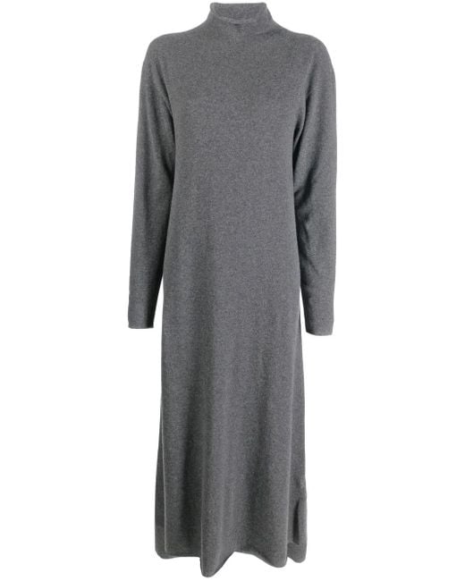 Jil Sander Gray High Neck Cashmere Midi Dress