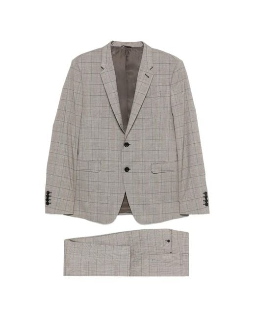 Reveres 1949 Gray Checked Single-Breasted Blazer for men