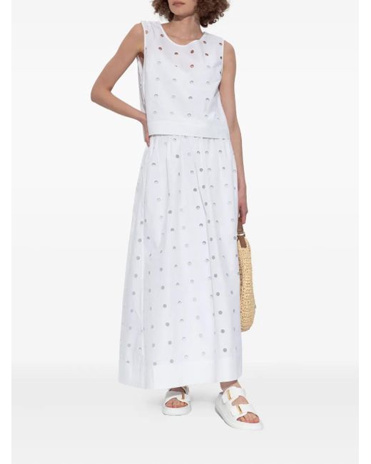 Posse White Peggy Eyelet Sleeveless Top