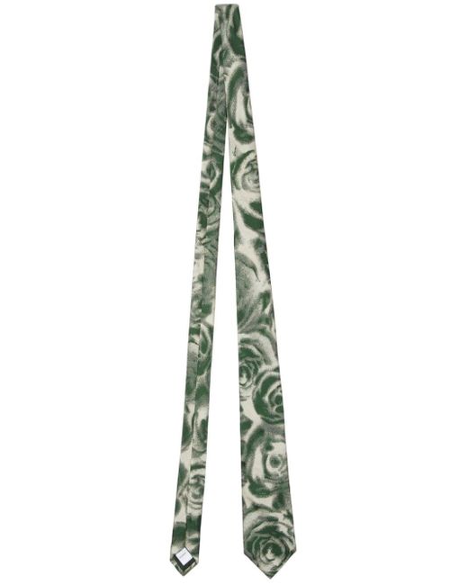 Burberry Green Floral-print Silk Tie for men