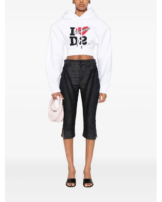 DSquared² White Logo Cotton Hoodie
