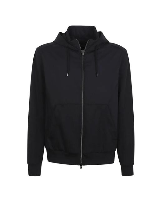 Herno Black Veste Zippée À Lien De Resserrage for men