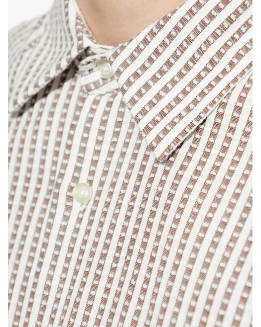 Officine Generale White Striped-Pattern Shirt for men