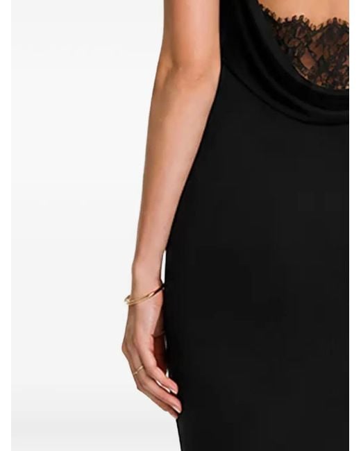 Hamza Black Riviera Lace-Panel Maxi Dress