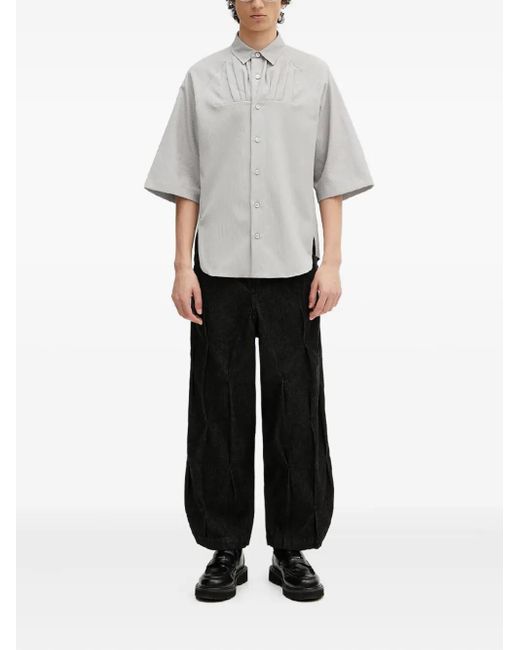 Adererror Gray Pleated Short-Sleeve Shirt