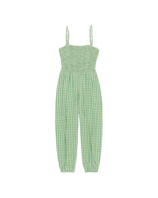 Bimba Y Lola Green Checked Gathered Balloon Jumpsuit