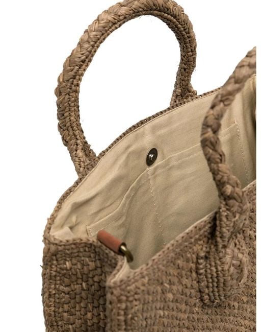 IBELIV Brown Rary Woven-Raffia Tote Bag