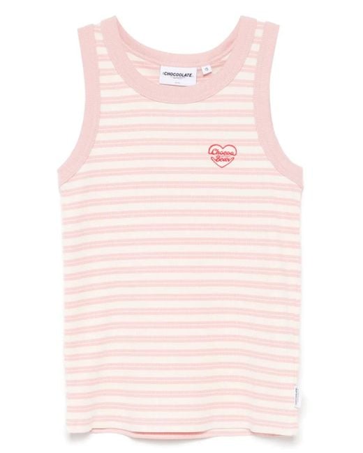 Chocoolate Pink Striped Tank Top