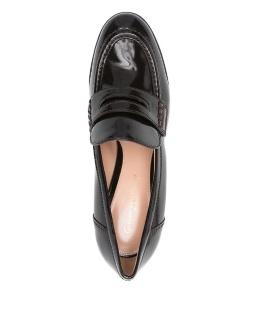 Gianvito Rossi Black Moka Leather Platform Shoes