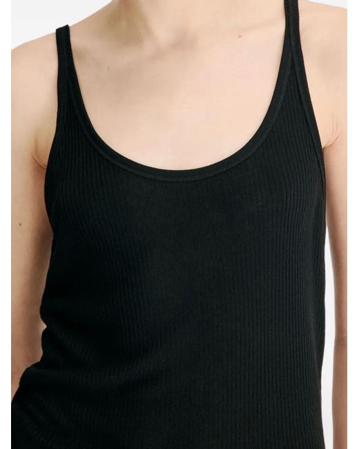 Loulou de Saison Black Roni Ribbed-Knit Tank Top