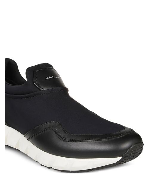 Ferragamo Black Slip-On Leather Sneakers for men