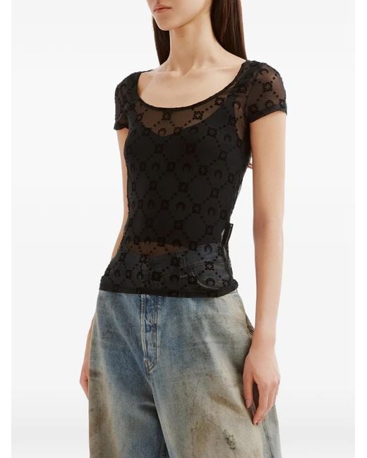 MARINE SERRE Black Moon Diamant Mesh T-Shirt
