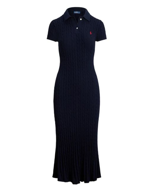 Polo Ralph Lauren Blue Cable-Knit Polo Dress