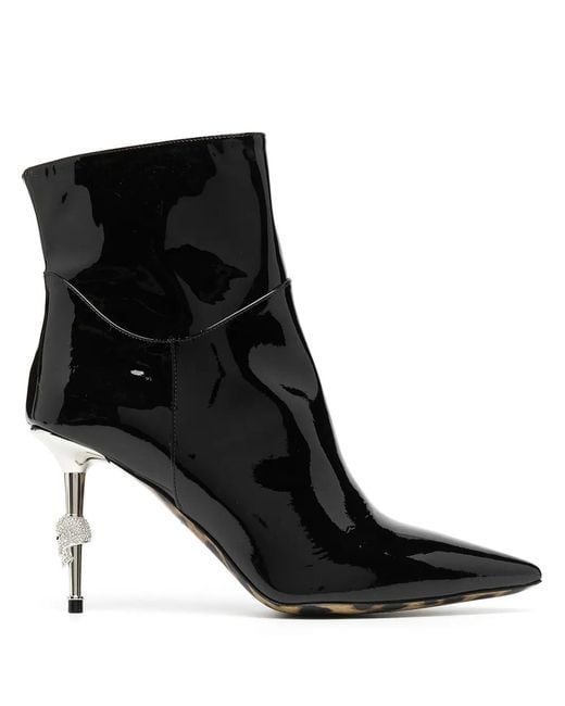 Philipp Plein Black Skull-heel Ankle Boots