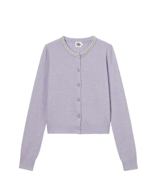 B+ AB Purple Faux-Pearl Embellished Cardigan