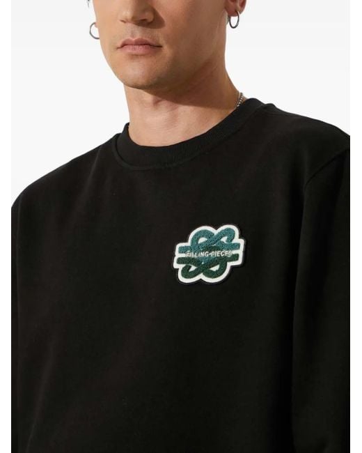 Filling Pieces Black Embroidered-Logo Sweatshirt