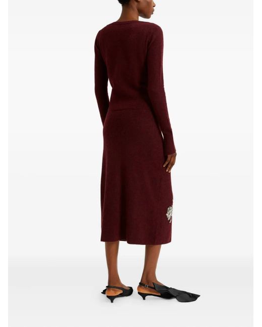 Erdem Purple Embellished Midi Skirt