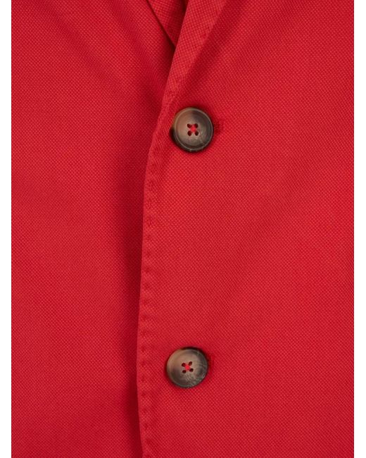RUSSO CAPRI Red Oxford Button Cotton Blazer for men