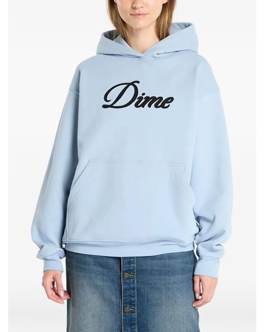 Dime Blue Cursive-Logo Hoodie