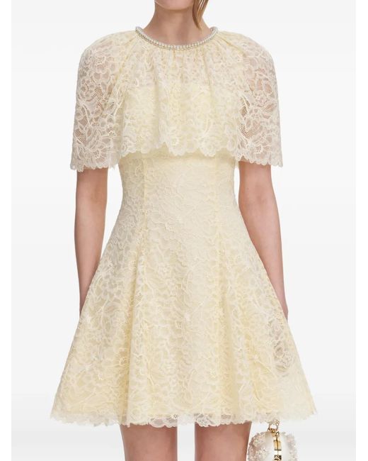Self-Portrait White Lace Mini Dress