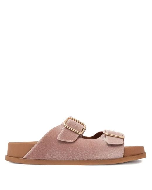 SOMMET Pink Follonicas Tortora Double-Buckle Sandals