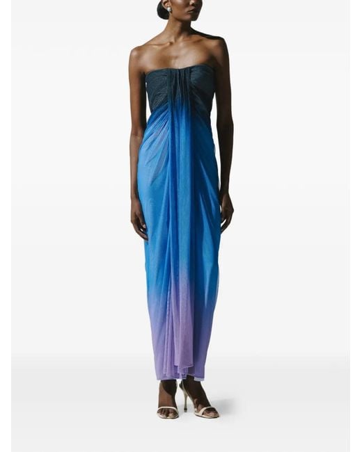 Baobab Blue Lena Draped Strapless Maxi Dress