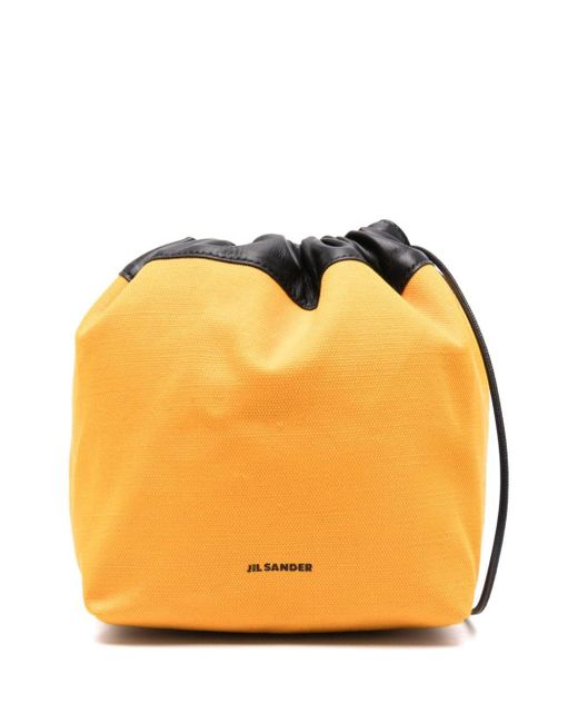 Jil Sander Orange Dumpling Canvas Bucket Bag