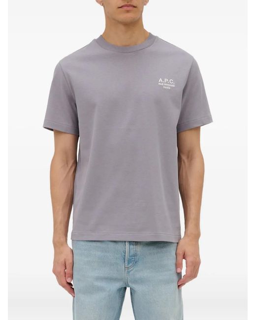 A.P.C. Gray Logo-Detail Short-Sleeve T-Shirt for men