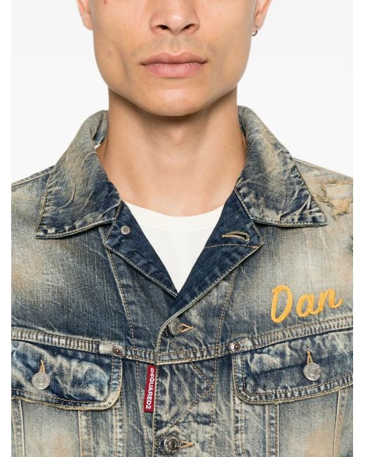 DSquared² Gray Distressed Denim Jacket for men