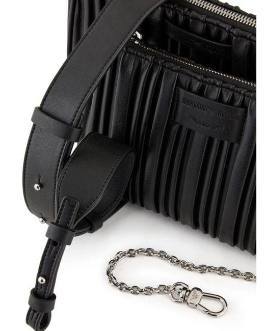 Emporio Armani Black Asv Pleated Double Mini Bag