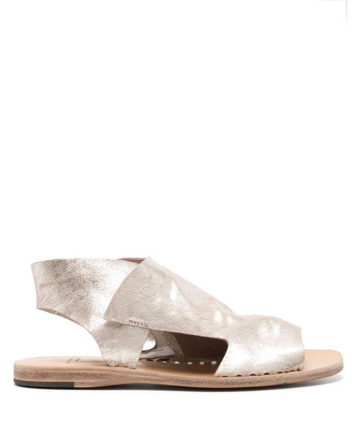 Officine Creative White Metallic Leather Sandals