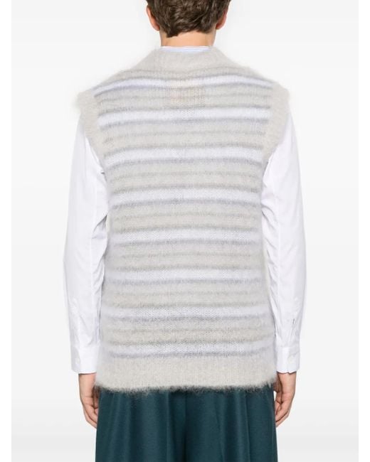 Marni White Stripped Knitted Vest for men